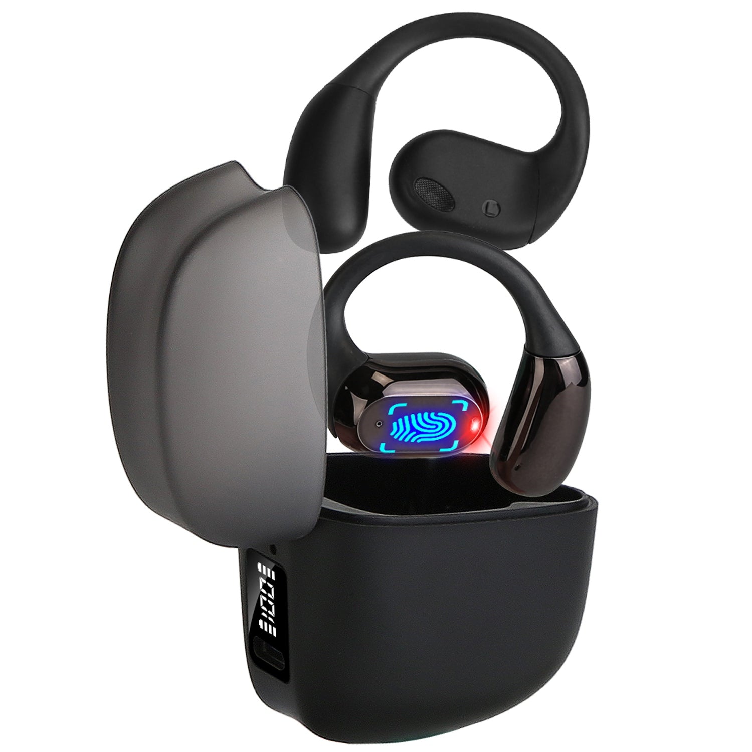 1 Set Wireless V5.4 Open Ear Earbuds With Earhook LED Display Charging Case IPX5 Waterproof 300Hrs Standby Time Touch Control Stereo Sport Headphones For Workout Running